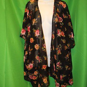 Speed Control New York Black Floral Kimono Wrap